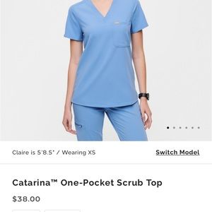 figs catarina one pocket scrub top xxs ceil blue